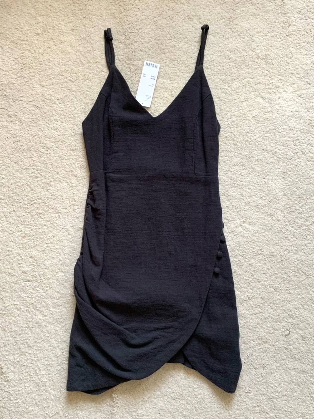 NWT/ Urban Outfitters Cotton Linen Designed Mini Dress, Black, size XS